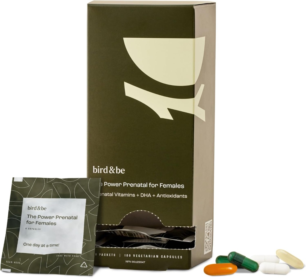 pajarillo El Prenatal de Poder para Mujeres - Apoyo Fertilidad con Algae Oil DHA (Omega-3), CoQ10 y N-Acetil Cysteine - 30-Day Supply
