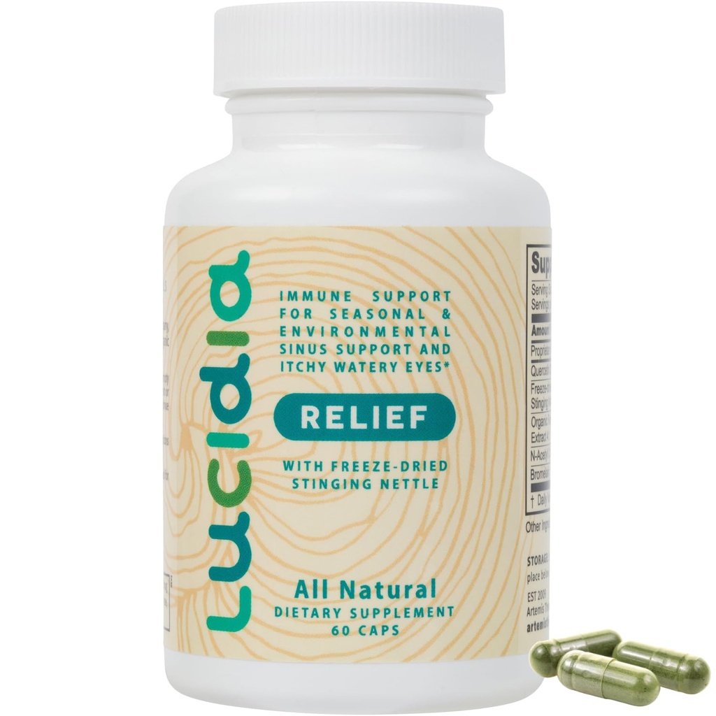 Lucidia Alergía no Hoja y Hay Fever Apoyo para la Salud Sinus con Quercetin NAC y Sting Nettles Histamine Block Artemis Terapéutica