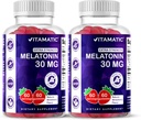 Vitamatic Sugar Free Melatonin 30mg per Gummy - 60 Servings - 60 Gummies Vegetarian - Suplemento No-Habit (60 Conde (Pack of 2))