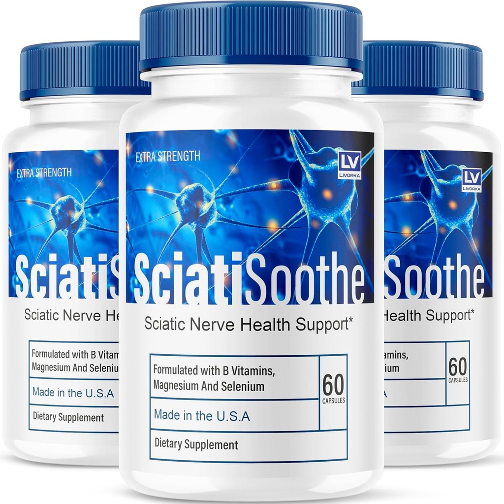 LIVORKA (3 Pack) Sciatisoothe - Sciatisoothe Suplemento, Sciati Soothe, Sciatisoothe Vitamins, Sciatisooth, Sciati Soothe Suplemento, Sciati Soothe Capsules, Sciatic Sooth, 180 cápsulas para 3 meses