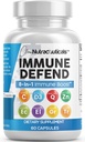 Nutracéuticos limpios Apoyo a la Defensa Inmunitaria Suplemento 8 en 1 con Zinc 50mg Quercetin, VIT C 1000mg, Vitamina D3 5000 UI, Elderberry, Ginger - Sistema Inmunitario Booster para adultos, Vegan - 60 Condes