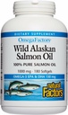Factores naturales Aceite Salvaje de Salmón de Alaska proporciona Omega-3, EPA, DHA &amp; Vitamina D, apoya la salud cerebral y cardíaca, 180 Softgels