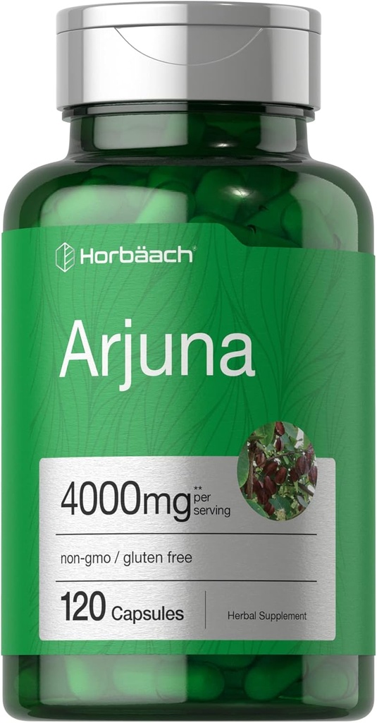 Horbaach Arjuna Capsules 4000mg Silencio 120 Conde ← Non-GMO, Gluten Free prehensi from Arjuna Bark Herb Extract