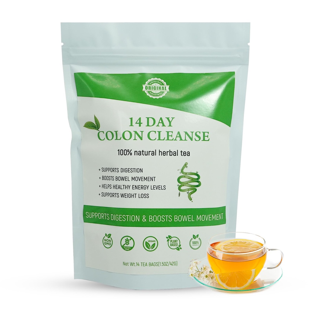 Laicuherb Orgánica de 14 días de té de limpieza de colon para limpieza corporal " Detox, té de colon natural con hendidura de hierbas para hombres " mujer salud digestiva " , limpiador de agua dulce, cafeína gratis