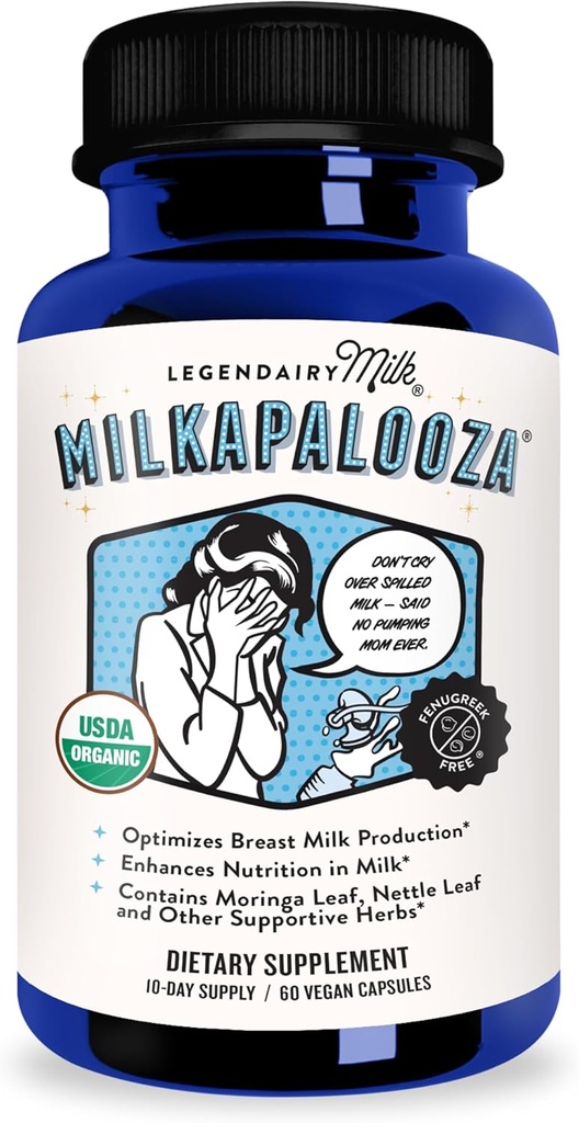 Legendairy Milk Milkapalooza Lactation Supplement for Breastfeeding Moms, Increase Breast Milk Supply with Organic Moringa, Fennel, Nettle, & Shatavari, Vegan Postpartum Essentials Fenugreek-Free 60ct
