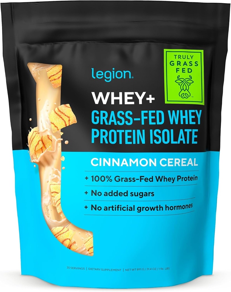 LEGION Whey+ Protein Whey Isolate from Grass Fed Cows - Whey Protein Isolate Powder Low Calorie, Non-GMO, Sugar Free, Lactose and Gluten Free, All Natural Protein Powder for Men &amp; Women (30 Servings)