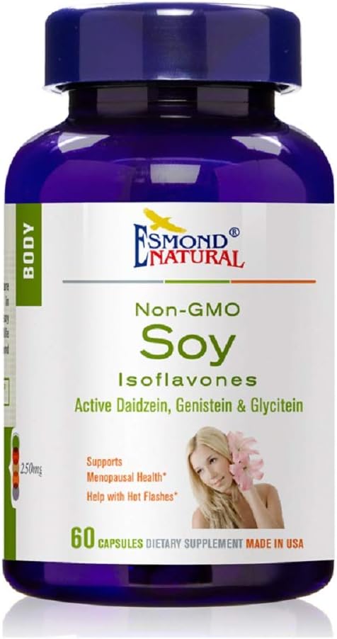 (8 Pack) Esmond Natural: Soy Isoflavones Non-GMO (Supports Menopausal Health &amp; Hot Flashes), GMP, Natural Product Assn Certified, Made in USA - 250mg, 480 cápsulas