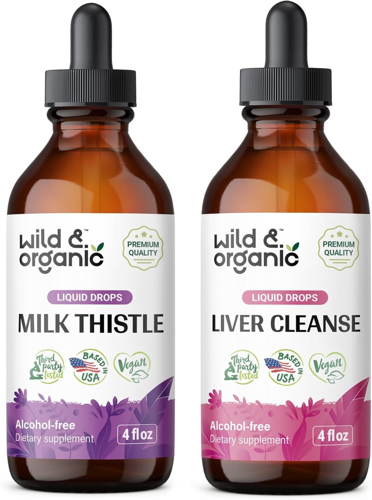 Wild &amp; Organic Milk Thistle Tincture 4 fl oz &amp; Liver Cleanse Tincture 4 fl oz