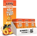 Diseños Nutricionales LPS Collagen líquido &amp; Whey Protein Suplemento - Bebida no GMO, libre de azúcar - promueve la piel sana y el pelo para mujeres, mango de melocotón, servicio único (50 paquetes)