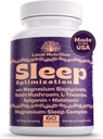 Ayuda natural para dormir con magnesio Glycinate 500mg Reishi Mushroom 350mg L-Theanine 300mg Apigenin 50mg Melatonin 3mg - Suplemento de sueño magnesio para sueño profundo, soporte para dormir - 60 cápsulas hechos en EE.UU.