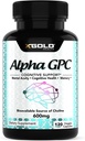 Alfa GPC Choline 600mg, 99% Suplemento Nootrópico Puro, 120 cápsulas vegetarianas, Cognitive Enhancer for Memory, Brain Health & Focus
