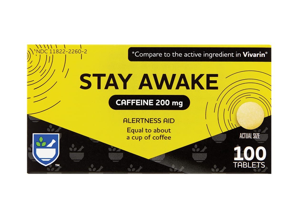 Rite Aid Stay Awake Tablets Caffeine, 200 mg - 100 Tablets ← Caffeine Pills ← Caffeine Supplement  Caffeine Pills 200mg ← Igualar con una taza de café Silencio mental Alertness Aid Silencio Energy Pills