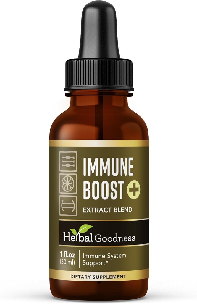 Herbal Goodness Immune Support Liquid 1oz – Natural Herbal Supplement for Immune & Gut Health, Liquid Vitamins for Adults &amp; Kids, with Echinacea, Astragalus, and Graviola – 1 Bottle