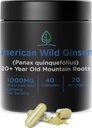 Holistic Bin Wild American Ginseng Capsules Puro Suplemento de Ginseng Orgánico Hecho con Wild Harvested 20+ Año de las raíces viejas de Appalachia (Panax Quinquefolius)
