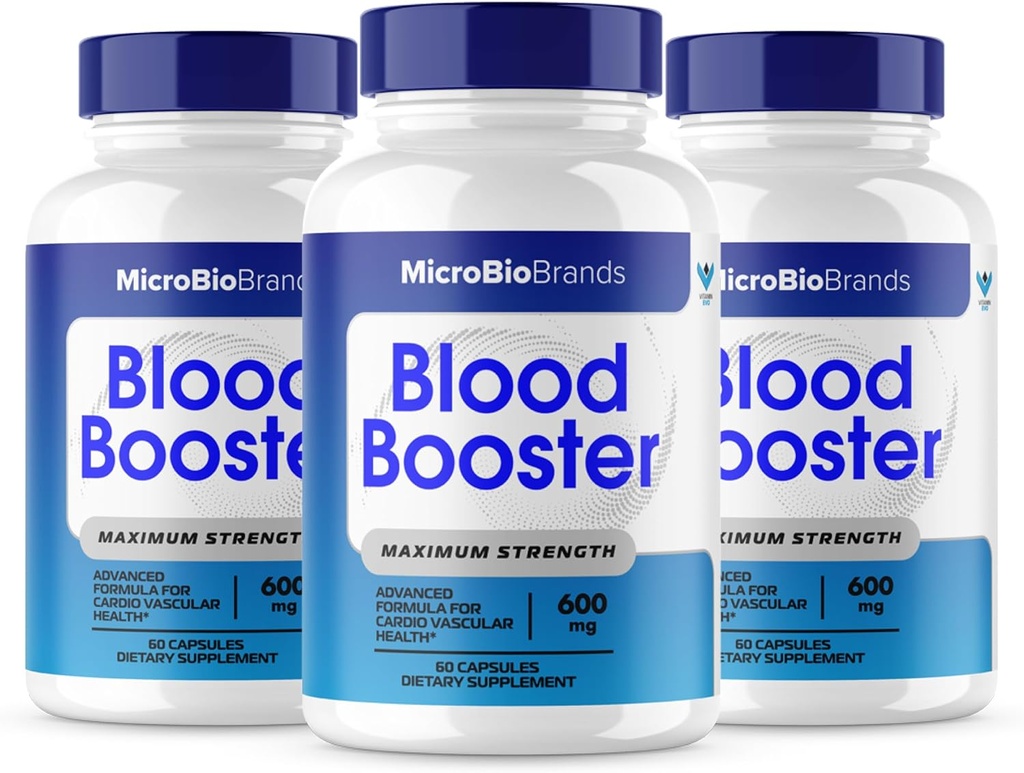 (3 Pack) Microbio Blood Booster, Micro Bio Blood Booster Natural Blood Flow Support Supplement, Micro Bio Brands Pills Advanced Microbiobrands Maximum Strength Support Formula (180 cápsulas)