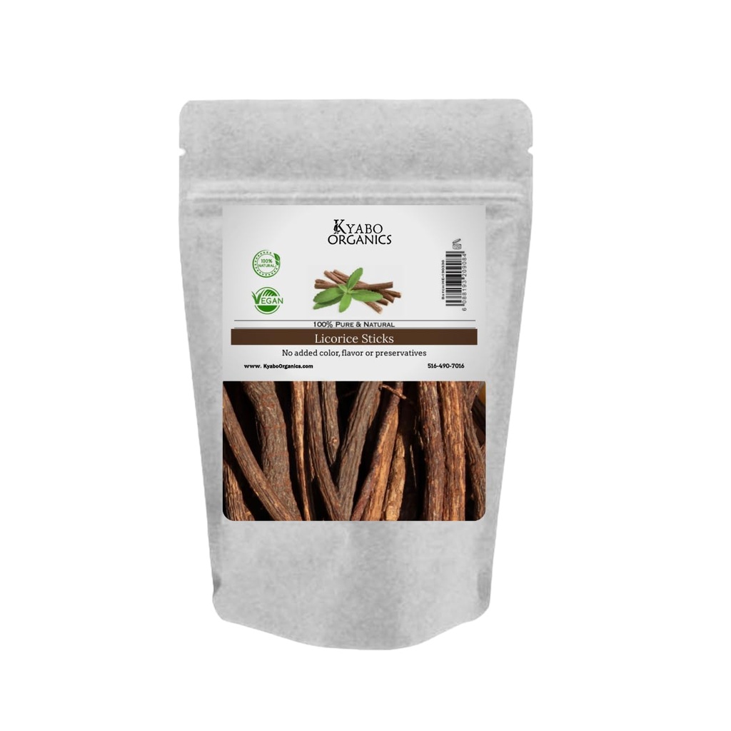 Kyabo Licorice Root Sticks - 100% Puro, Raw all Natural Licorice Root Sticks 8oz / 1/2lb - African Licorice Root - Chew Sticks Mulethi Glycyrrhiza Glabra