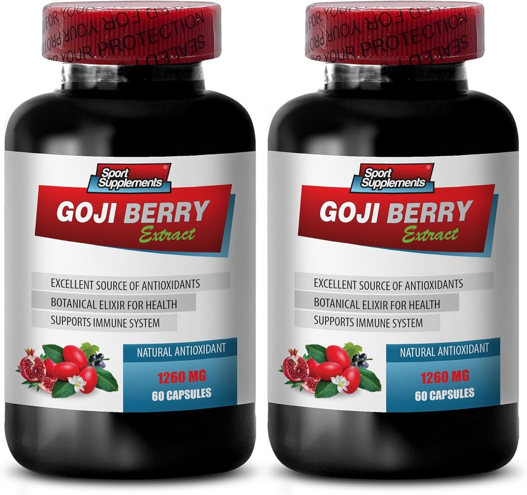 Defensa Inmunitaria - Complejo de Extracto de Goji Berry - Píldoras de Vitalidad Natural, Potencial Antioxidante, Extracto Pomegranado, Complejo de Detox Corporal, Apoyo al Bienestar Holístico, Energía Natural Boost, 2 Bot 120 Caps
