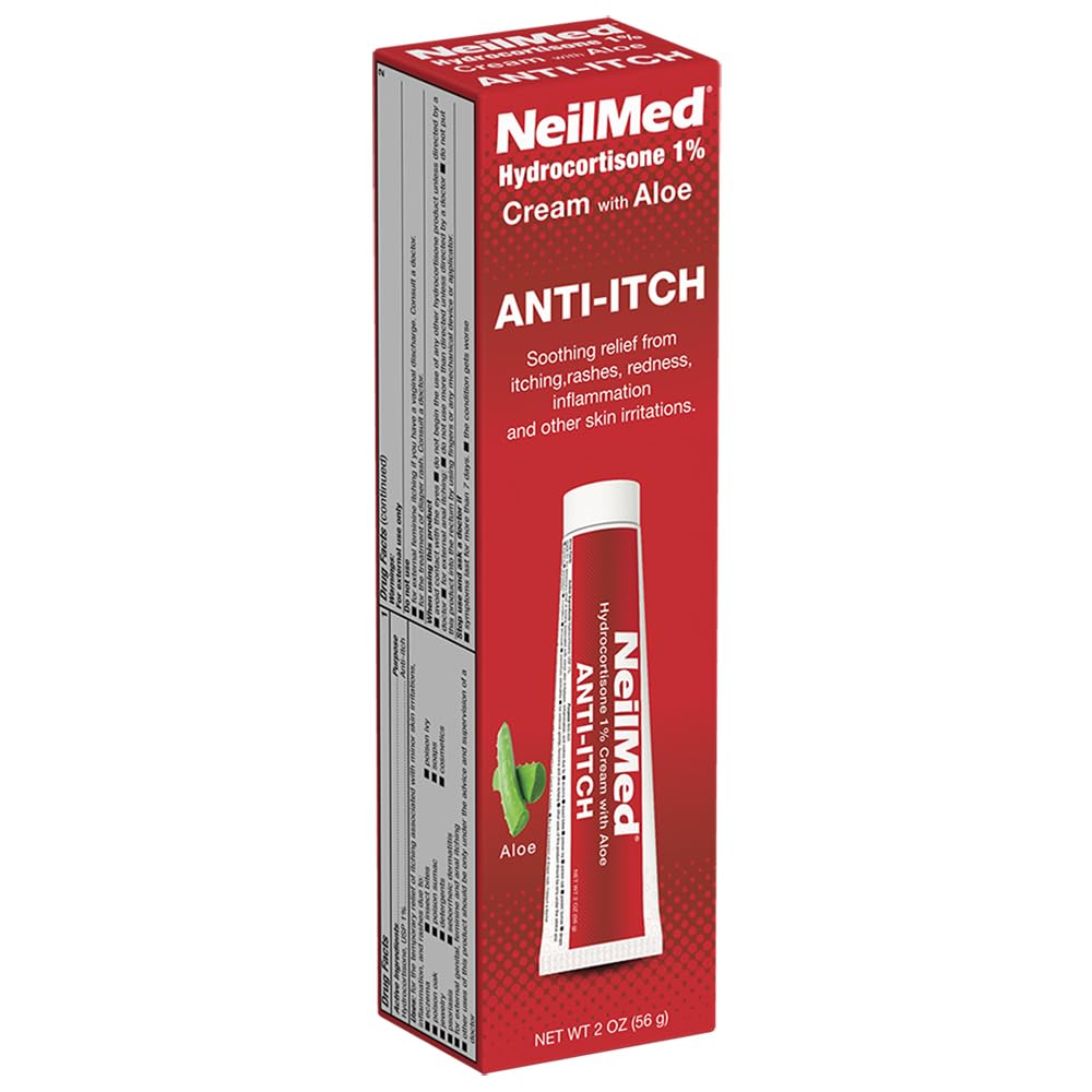 NeilMed Hydrocortisone 1% Anti Itch Cream con Aloe Vera. 2oz – Fast Relief Soothing and Calming - Ideal para Itching, Rashes, Redness, Inflamation &amp; Other Skin Irritations