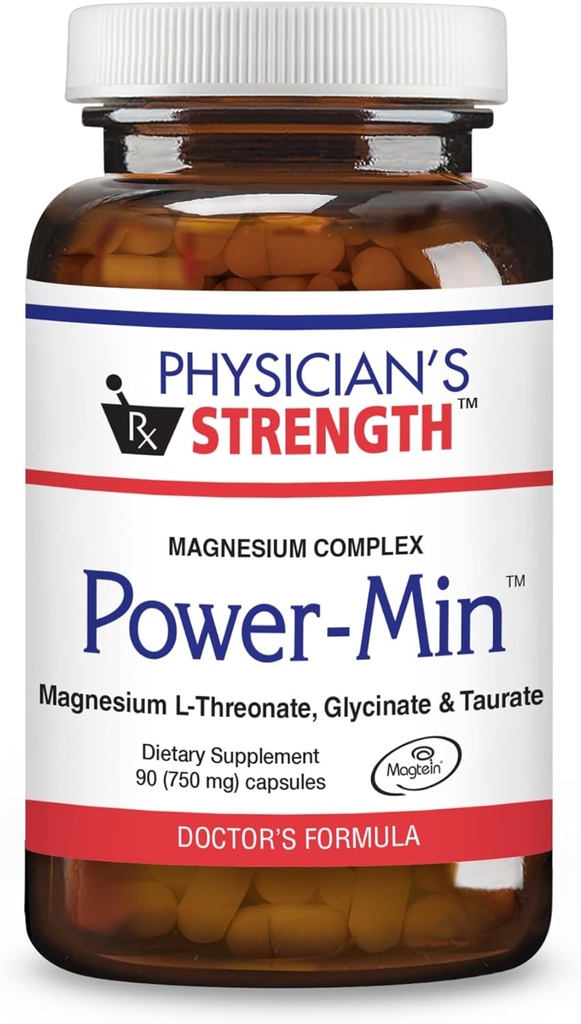 Power-Min - 90 cápsulas - Total Body Support - Complejo de magnesio con Magnesio L-Threonate, Glycinate & Taurate - Altamente Absorbable - 30 servicios