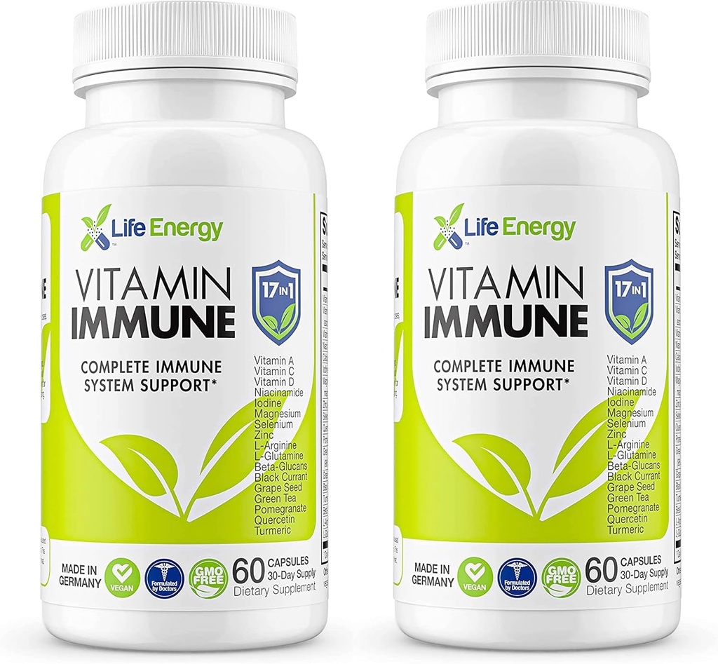 17 en 1 Apoyo Inmunitario Suplemento Silencioso Boosto con Vitamina C, Vitamina D, Vitamina A, Zinc, Quercetina, Turmeric, Té Verde, Selenium ← Apoyo Inmunitario diario Suplemento para Adultos - 60 Cuenta (2)