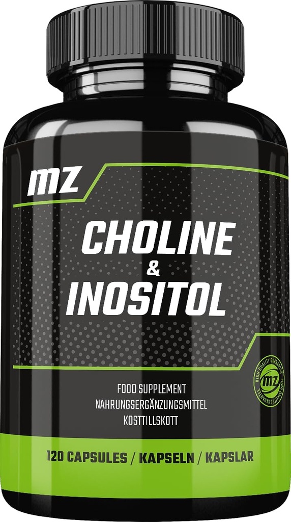 Choline e Inositol 1200 mg por Serving - 120 cápsulas - 2 meses Suministro - Suplemento dietético para apoyar la claridad mental y la relajación - por MZ