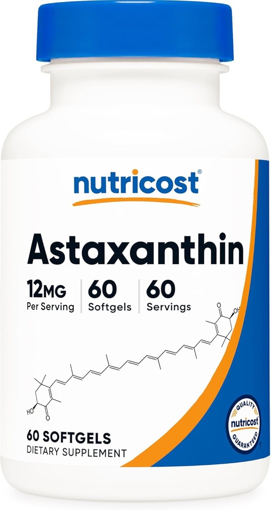 Nutricost Astaxanthin 12mg, 60 Softgels - Non-GMO y Gluten Free (2 Month Supply)