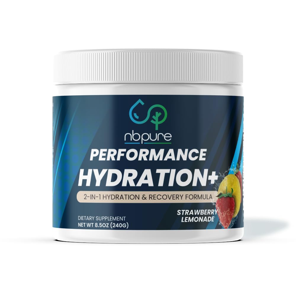 Nbpure Hydration+ Electrolyte Powder – Natural Hydration " Recovery for Men " Women – Sea Salt, Potassium, Magnesium, Vegan BCAAs – Fasting Friendly