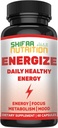 SHIFAA NUTRITION Energize, Natural Daily Energy Vitamins | Jitter-Free, 60 Servings | Supports Focus, Mood, Brain, Metabolism | w/Caffeine & Taurine, B1, B2, B5, B6, B7, B9, B12 Halal Vitamins