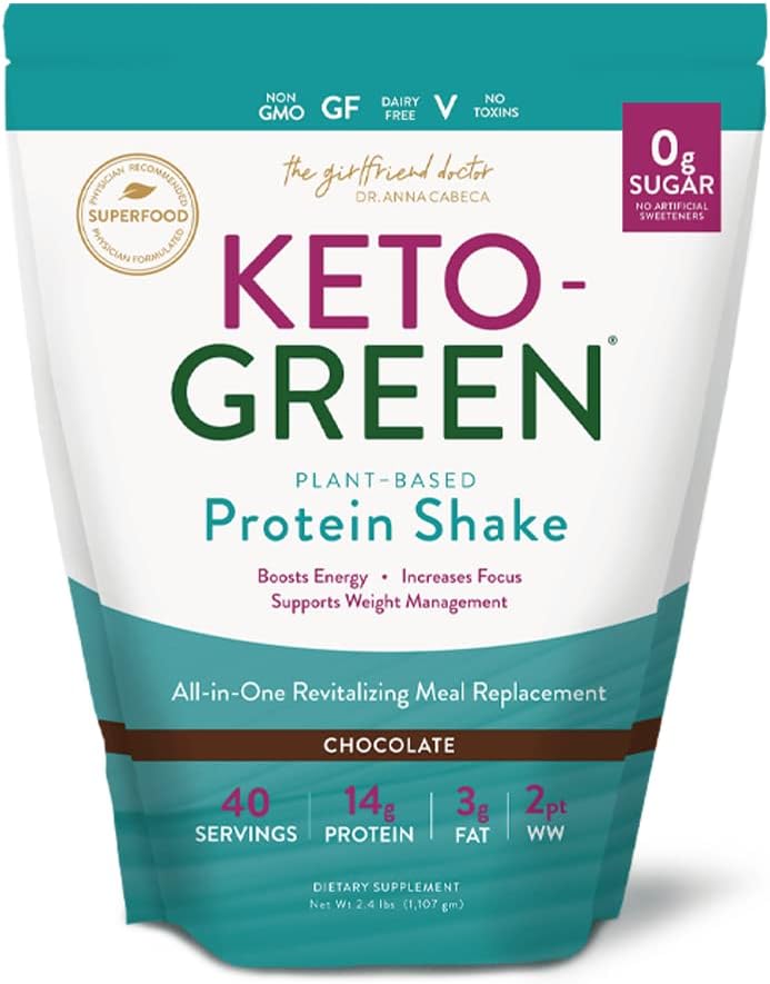 VIDAPURA Keto-Green Protein Shake by Dr. Anna Cabeca – Chocolate Vegan Protein for Daily Wellness, Energy & Smooth Digestion – 40 Servings