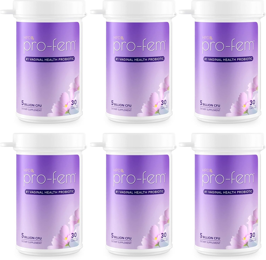 HPD Rx Pro-Fem #1 Vaginal Health Probiotics ← Vaginal Probiotics ← Clínicamente Probada para promover la levadura &amp; PH Balance, Urinary Tract Health ← Feminine Probiotics  Funciona en 7 días TEN 30 cápsulas ANTE 6-Pack