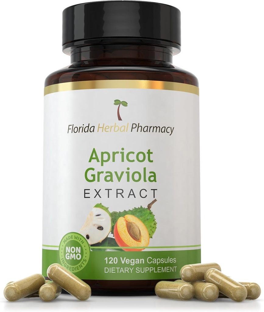 Farmacia Herbal de Florida, Suplemento de Apricot-Graviola Capsules 10:1 (120 cápsulas) 500 mg por cápsula, 1000 mg Servir (Pack of 1)