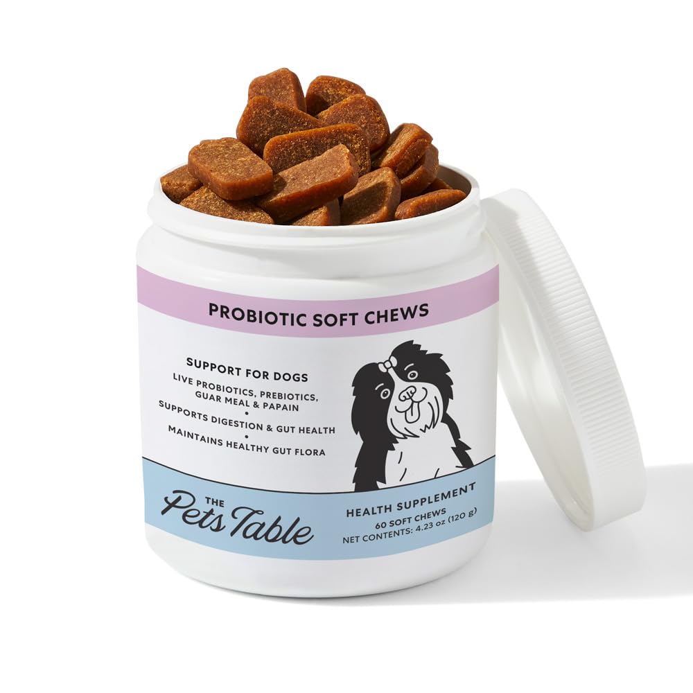 The Pets Table Probiotic Soft Chews Duck Flavored Gut Health Supplement for Dogs - Dog Digestive Support, 60 Chews