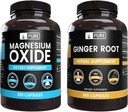 Ingredientes originales puros Oxido de Magnesio y Ginger Root Bundle, 365 Capsules Cada, No Fillers, Siempre Puro