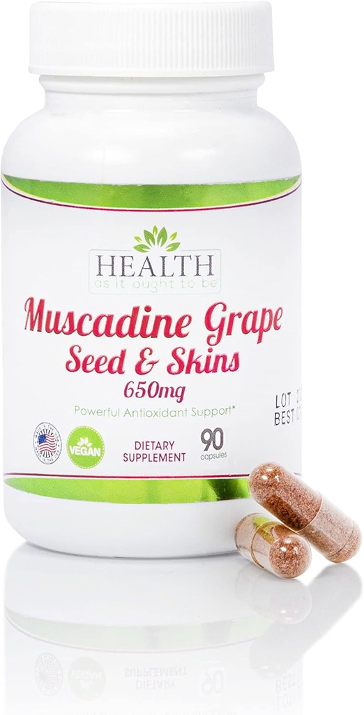 Salud Como Ought To Be Muscadine Grape Seed & Skins 650 mg Suplemento  Physician Formulated Powerful Antioxidant Support Beyond The Media Grape ← 90 Capsules