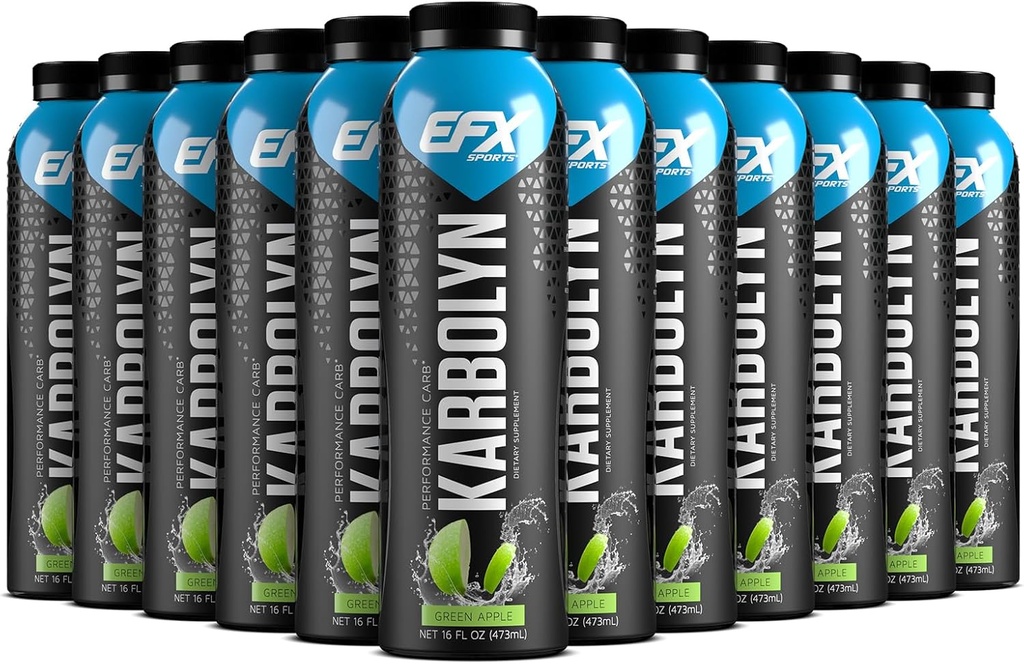 EFX Sports Karbolyn Fuel Drink ← Pre, Intra, Post Workout Bebida de Carbohidratos Silencio Carb Load, Energía Sustentada ← Estimulante &amp; Sugar Gratis 12 Pack (Gran Manzana)