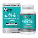 Complejo Glycinate Qunol Magnesium, Gentle on Stomach, 250mg One Pill Dose, Magnesio superior-absorción, Nerve, Bone y Muscle Health Suplemento, 90 Cuenta (Pack de 1)