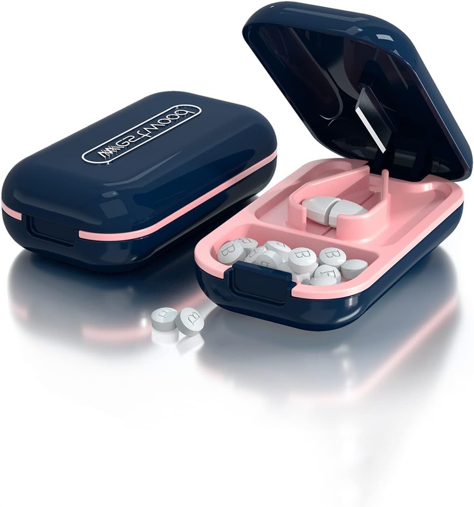 DUBSTAR Small Pill Cutter, Pill Cutter Splitter for Small and Tiny Pills, Portable Pretty Pill Cutters for Large Pills, Cuts Vitamins Tablets for Purse Pocket (Pill Cutter, Blue)