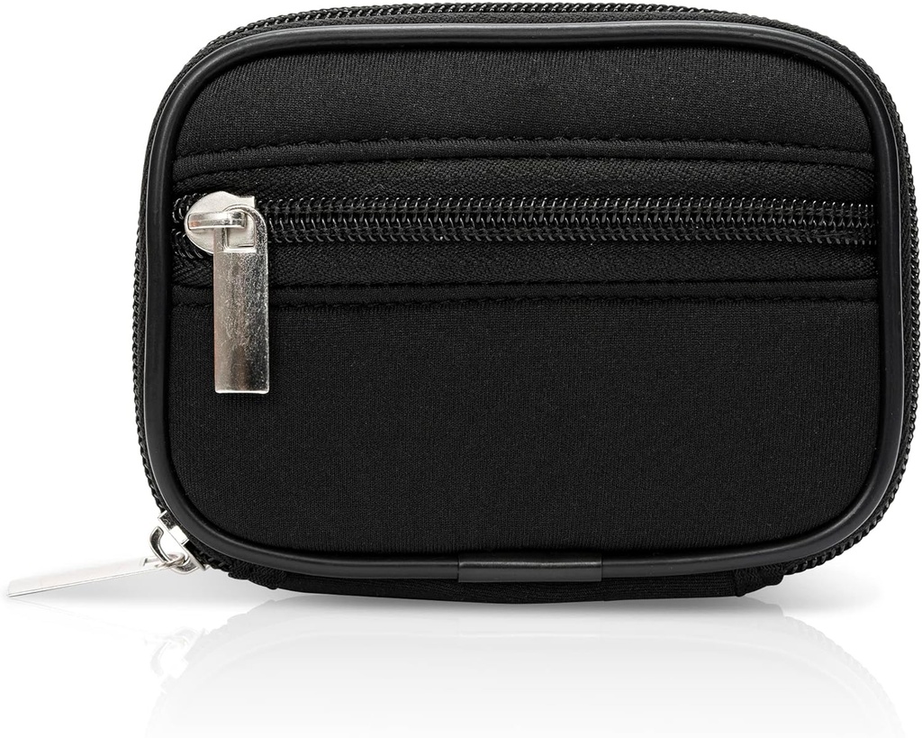 Caja de píldoras Easy Kit - Caja de organizador de medicina con suplemento de vitamina de siete días extraíble - dispensador de viaje compacto en el sujetador de bolsa con bolsillo picado (negro)