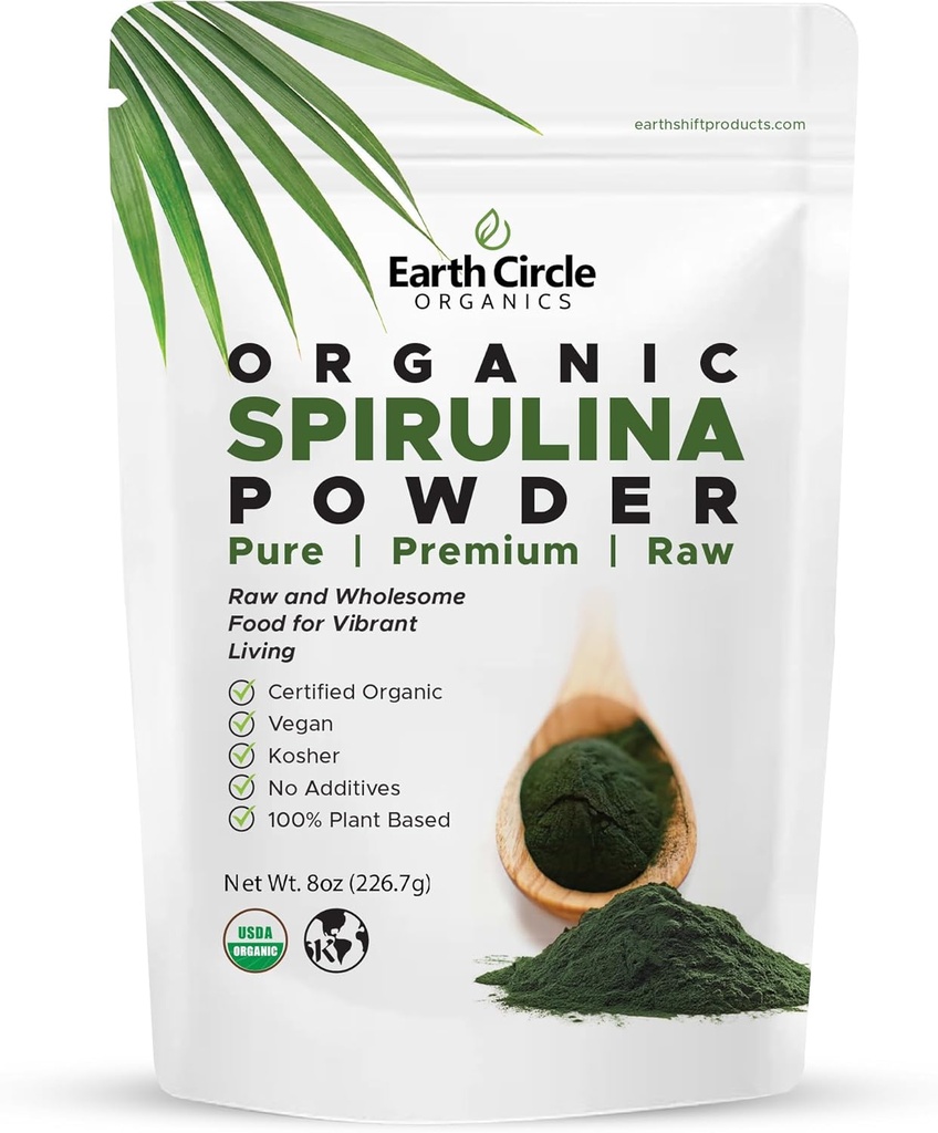 Spirulina Powder, Kosher, Raw and Non-Irradiated ¦ Pure Vegan Protein ← Premium Energy Superfood, High in Amino Acids and Antioxidants - 8oz