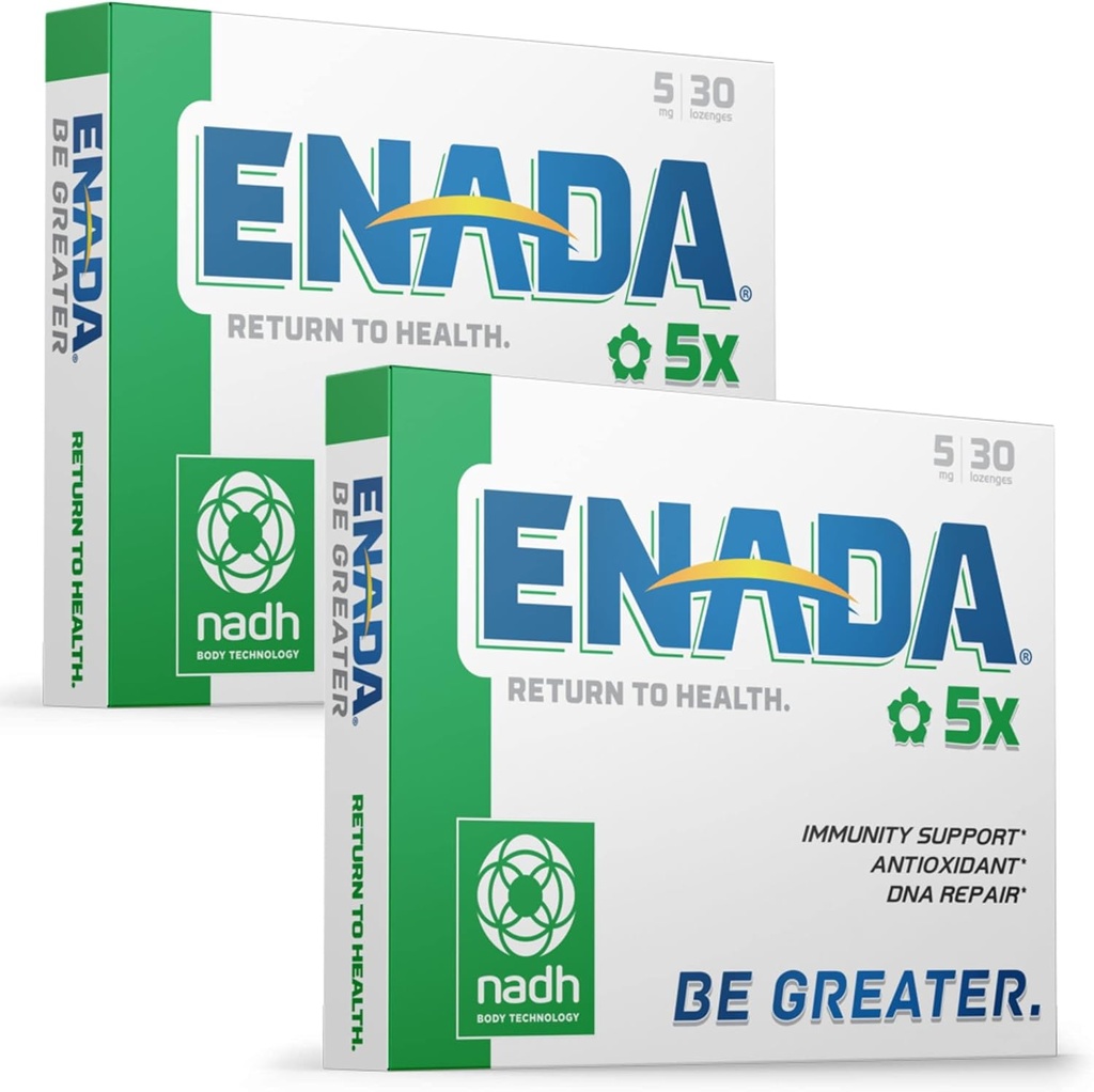 ENADA 5MG NADH Suplemento con Boost of Chlorophyll Co-Enzyme Antioxidante Forma de Vitamina B3 Immunity Support DNA Repair Serves as Natural Energy Memory Booster &amp; Restore Body's Cellular Energy 30X2