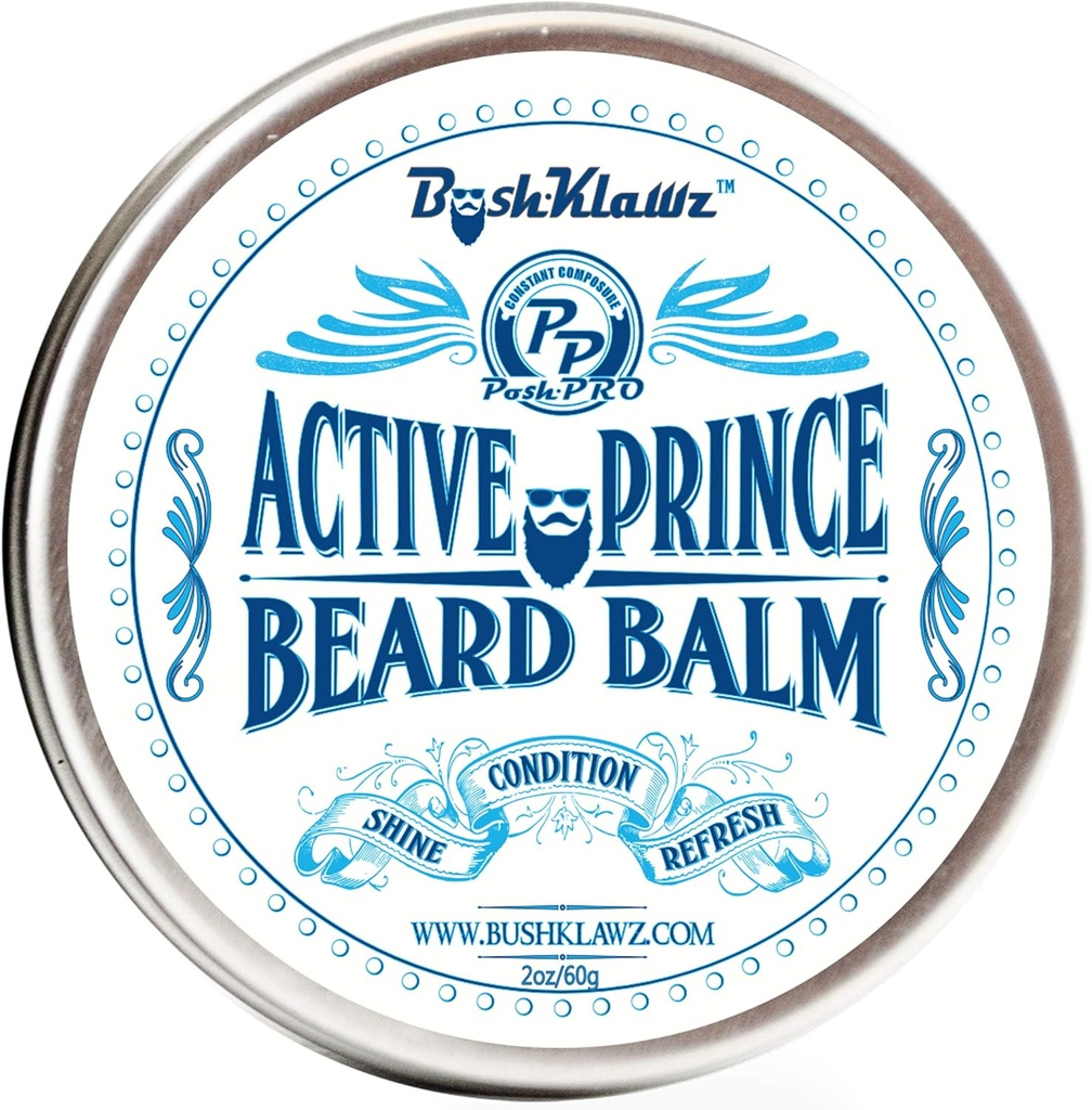 BushKlawz Beard Balm Leave-in Acondicionador, 2 oz - Active Prince Scent - Mejor Acondicionador para la barba y el regalo de los hombres