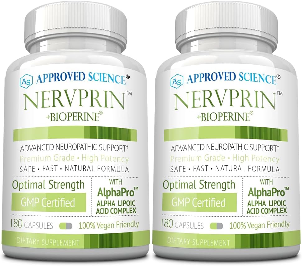 Ciencia Aprobada Nervprin - Soporte Nerve - Benfotiamine, B12, R-Alpha-Lipoic Acid, Corydalis, Boswellia, BioPerine - 360 cápsulas - Hecho en los EE.UU.