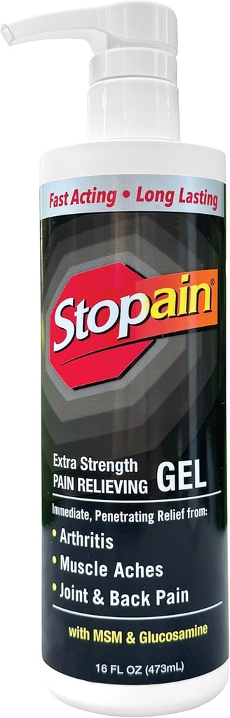 Stopain Doin Relief Gel 16oz, USA Made, Max Strength Fast Acting with Menthol, MSM, Glucosamine for Joint Pain, Back Pain, Arthritis, Knee, Neck Pain, HSA FSA Aprobado OTC Topical Analgesic Product