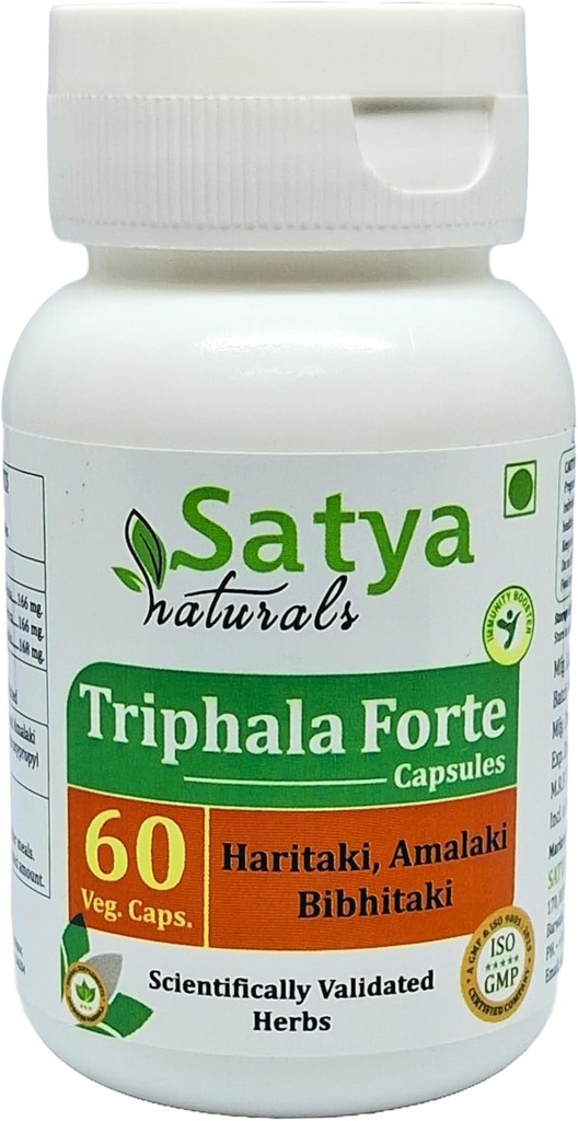 Triphala Forte Capsules 500 mg. 60 Veg. Capsule ← Amalaki, Haritaki, Bibhitaki Extract Capsules for Hombres y mujeres ← Ayurvedic Herbal Supplement/Remedies  10:1 Forte (1 Botella de 60 cápsulas)
