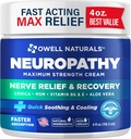 Owell Naturals Neuropatía Crema de Alivio Nerve, Fuerza Máxima, Ingrasa, Ingredientes Naturales Arnica, Aloe Vera, MSM, Vitamina B6 para Pies, Manos, Piernas, Desconfort de los Dedos, 4 Fl Oz (Pack de 1)
