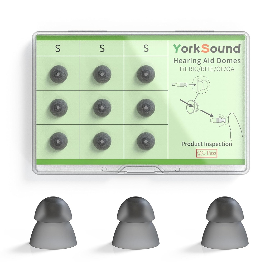 Conjunto de 9 Domas de Ayudas de Audición, Domas de Energía de Silicona Cerrar Domas Consejos de Oído, Domas de Reemplazo de Ayuda de Audición, Seguro Fit RIC RITE y Amplificador de Audición Open Fit BTE