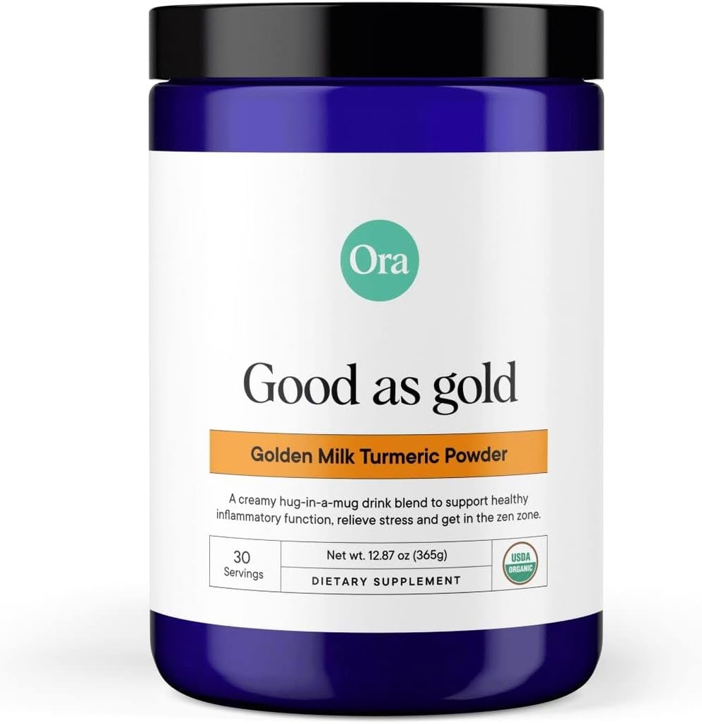 Ora Ora Organic Golden Milk Powder - Ayurvedic Turmeric Powder with Organic Adaptogens - Ashwagandha, Reishi y Ginger ← Orgánica, libre de gluten, libre de soja, Vegan, non-GMO - Maple &amp; Vanilla, 30 Servings