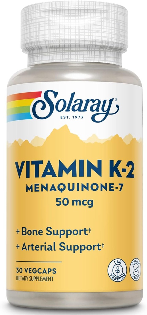 SOLARAY K2 MK7, Veg Cap (Btl-Plastic) 50mcg tención 30ct