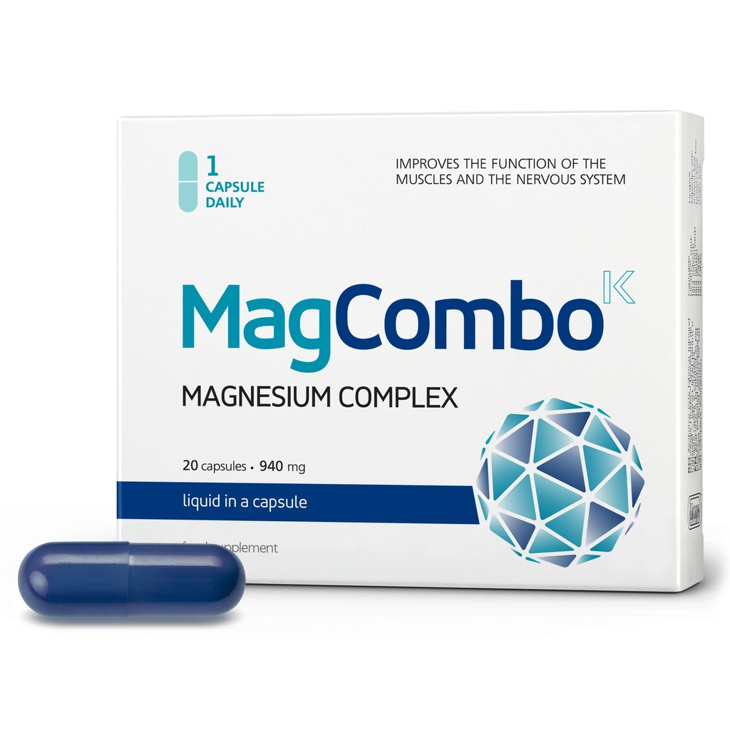 MagCombo - Magnesio Concentrado, Fórmula de Óleo Especial con Absorción Máxima para los Cáñamos Legislativos, Musculos Tensos, Dormir, enriquecido con Vitaminas В2, В6, В12 y С, sólo 1 Cápsula diaria. (Pack of 1)