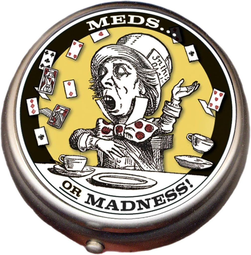 Caja de píldoras Mad Hatter - Compacto 1 o 2 Caso de Medicina Compartment